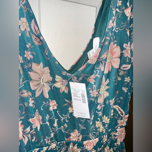 Maurices Teal Floral Midi Dress - Picture 3 of 3